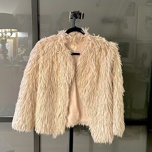 SOLD on Depop. H&M collab SOFT pale light pink furry lined coat.